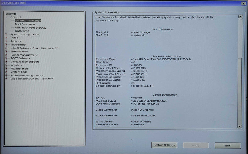 Dell OptiPlex 3080 USFF, i5-10500T, 16GB DDR4, 256GB NVMe, 90W PWR