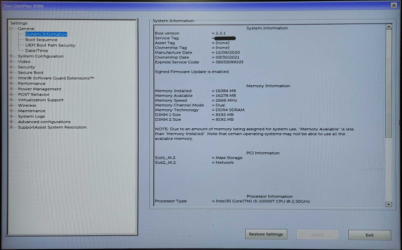 Dell OptiPlex 3080 USFF, i5-10500T, 16GB DDR4, 256GB NVMe, 90W PWR