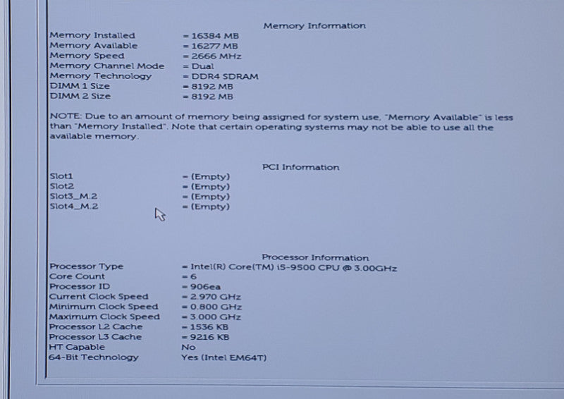 Dell Optiplex 3070 SFF Intel i5-9500@3.0 GHz 16GB RAM NO-HDD/SSD  Q