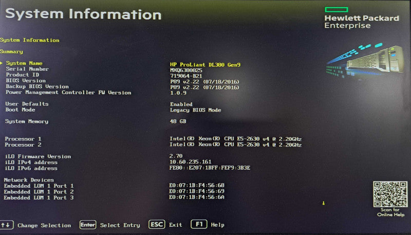 HP DL380 Gen9 2U 8x 2.5" | 2x Xeon E5-2630 v4 @2.20GHz, 48GB DDR4, P440ar