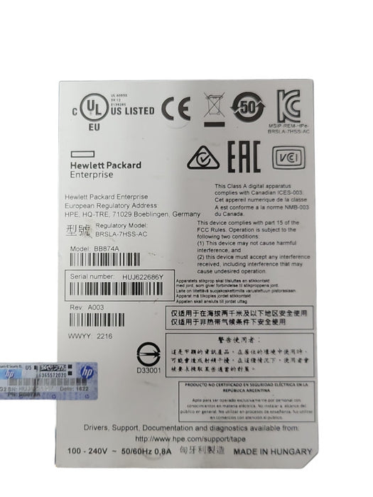 HP BB874A LTO-7 Ultrium 15000 6GB/S External Tape Drive _