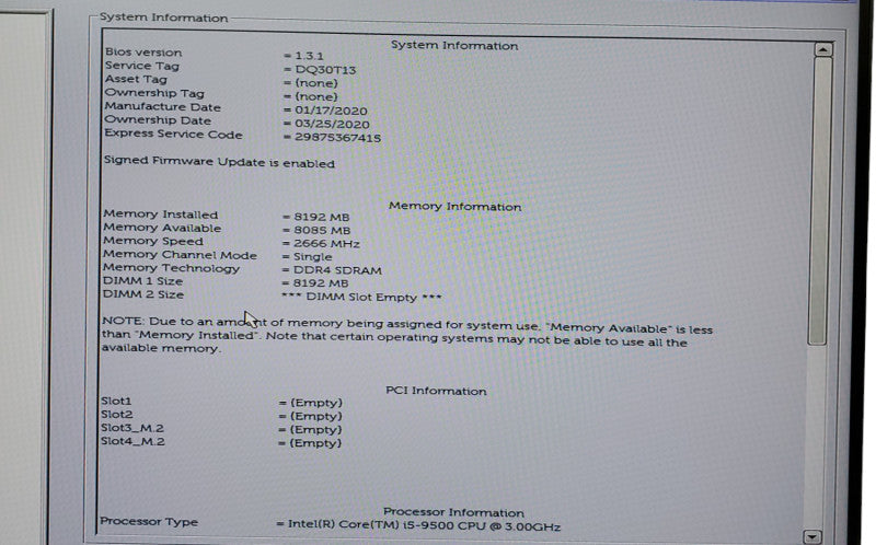 Dell Optiplex 3070 SFF Intel i5-9500@3.0 GHz 8GB RAM NO-HDD/SSD  Q