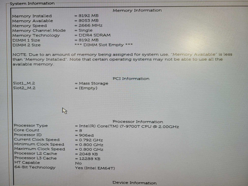 Dell OptiPlex 5070 USFF | Core i7-9700T | 8GB DDR4 | 256GB NVMe w/90w ac !