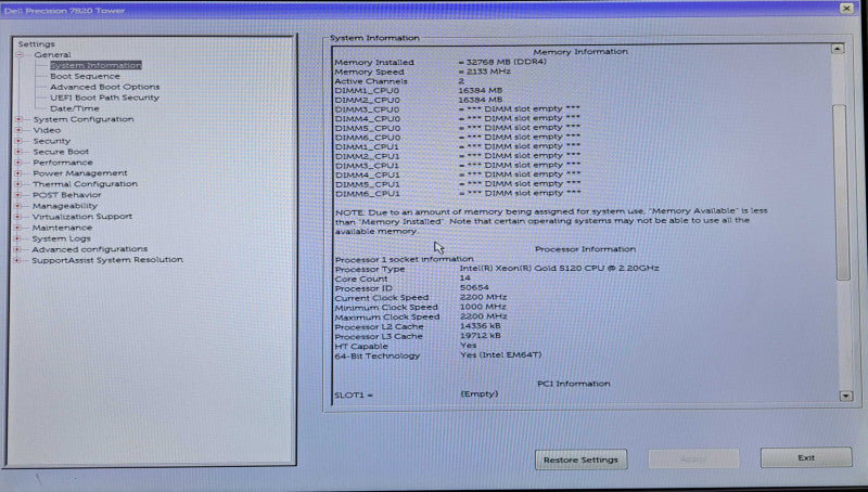 Dell Precision T7820 | Xeon Gold 5120 @2.20GHz 14C, 32GB DDR4, K2000, 950W