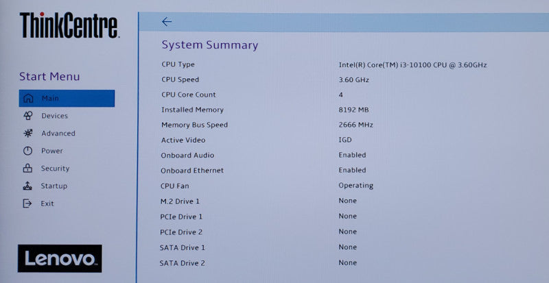 Lenovo ThinkCentre M70c SFF i5-10100@ 3.60GHz 8GB RAM No SSD/HDD