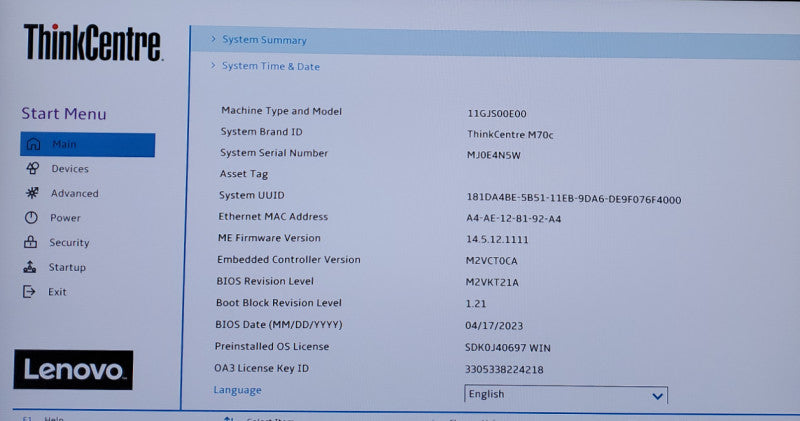 Lenovo ThinkCentre M70c SFF i5-10100@ 3.60GHz 8GB RAM No SSD/HDD