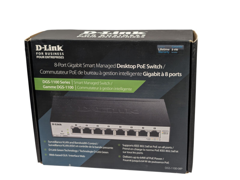 D-Link 8-Port Gigabit Smart Managed Desktop PoE Switch DGS-1100-08P -