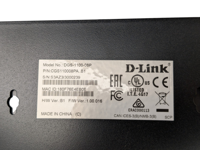 D-Link 8-Port Gigabit Smart Managed Desktop PoE Switch DGS-1100-08P -