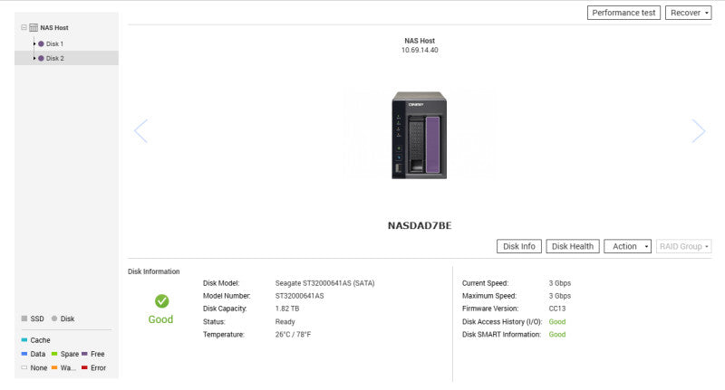 QNAP NAS TS-269L, 2-Bays NAS w/ 2x 2TB HDDs, No Power Adapter