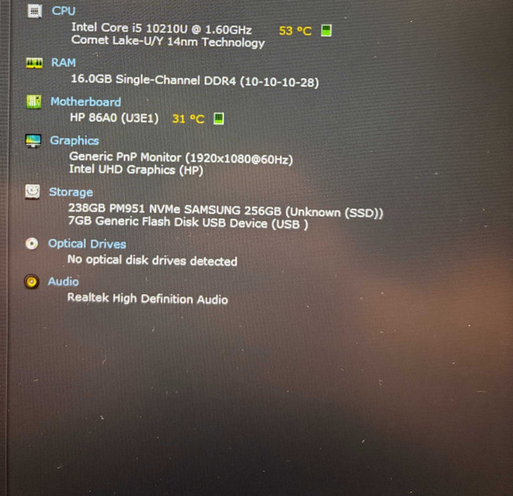 HP ProBook 450 G7 Core i5-10210U@1.6GHz 16GB RAM 256GB SSD  Lap200