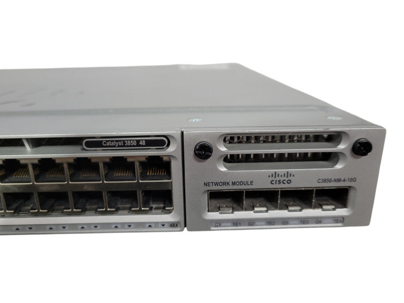 Cisco WS-C3850-48T-E, 48 Port Managed Network Switch, C3850-NM-4-10G !