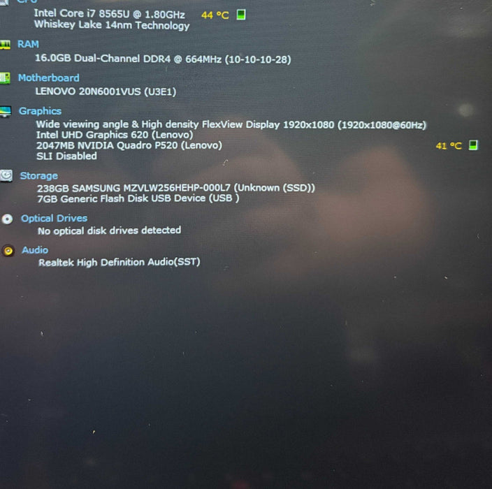 Lenovo ThinkPad P53s TOUCH i7-8565U QUADRO P520 2GB GPU 16GB RAM 256GB SSD  Lap200