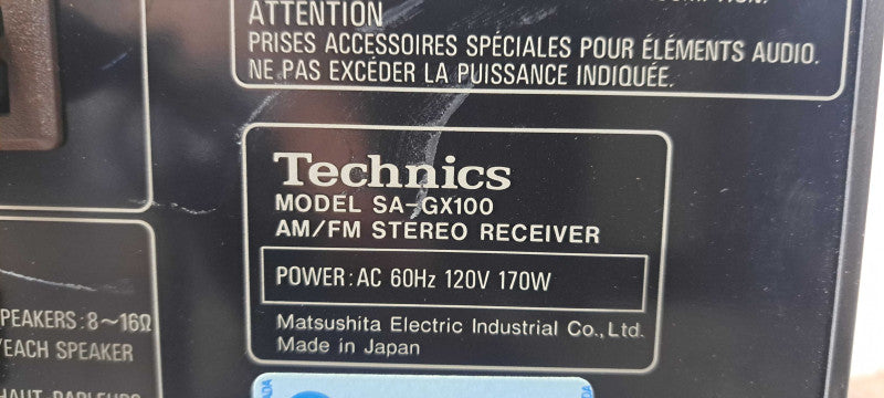 Technics SA-GX100 Quartz Synthesizer AM FM Stereo Receiver
