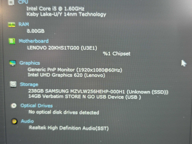 Lenovo ThinkPad X1 Carbon 6th Gen i5-8250U 8GB RAM 256B SSD  β BudLap