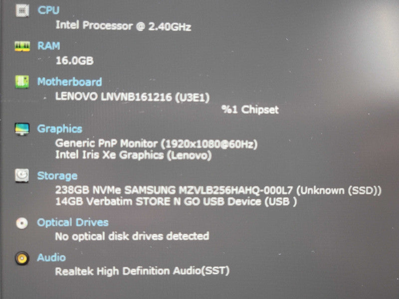 Lenovo ThinkBook 14 ITL G2 i5-1135G7 16GB RAM 256GB SSD READ β Lap200