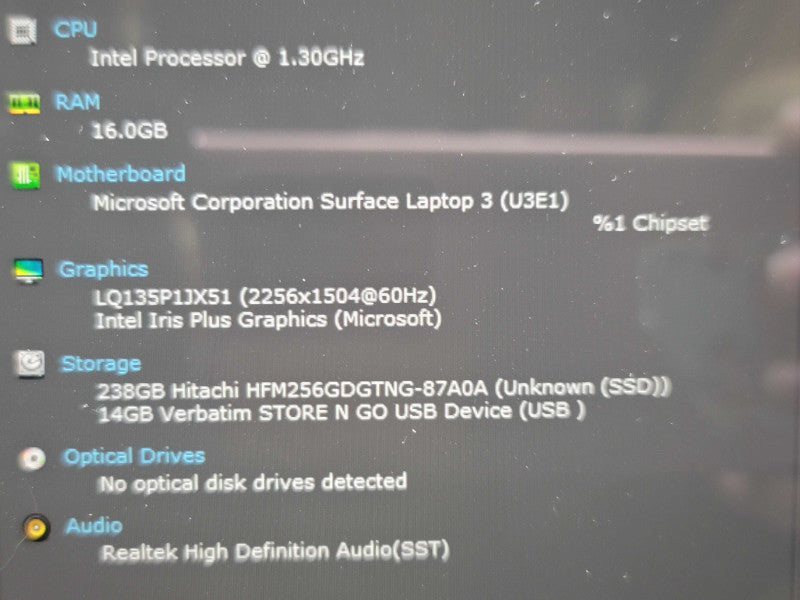 Microsoft Surface Laptop 3 i7-1065G7 16GB RAM 256GB SSD  β Lap200