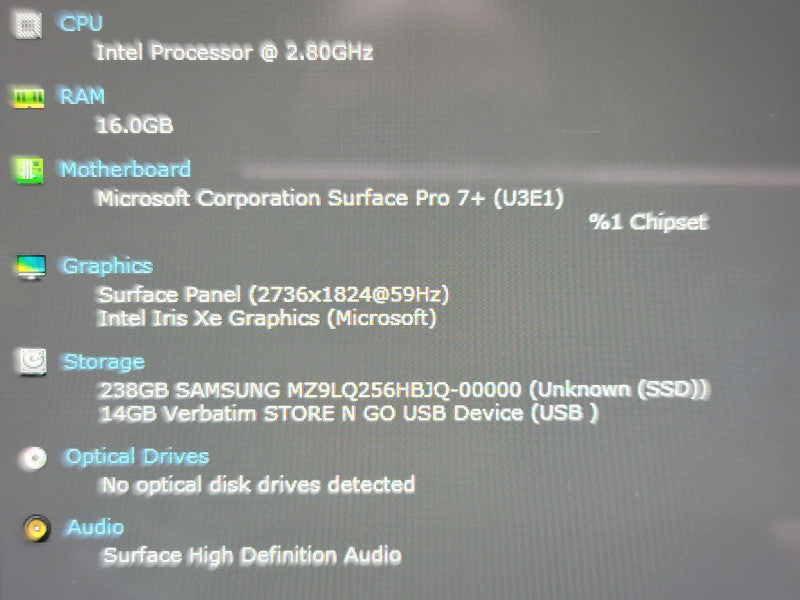 Microsoft Surface Laptop 7+ 1960 i7-1165G7 16GB RAM 256GB SSD  β Lap200