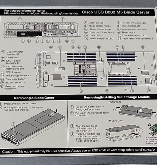 Cisco UCSB-B200-M5 Server Blade barebone, No CPUS, No RAM, SEE _