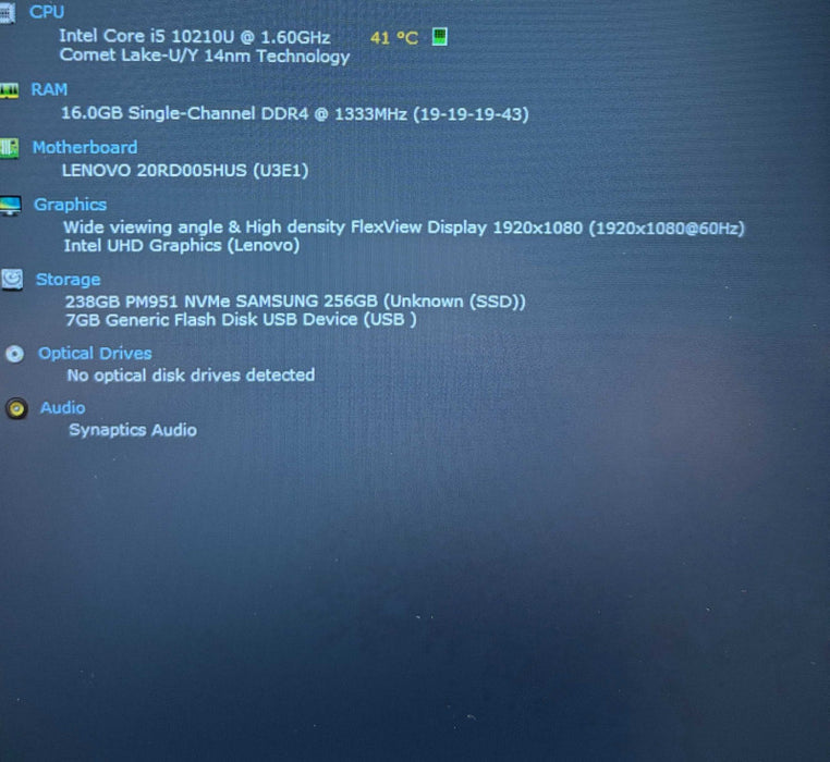 Lenovo ThinkPad E15 Core i5-10210U@1.6GHz 16GB RAM 256GB SSD  Lap200