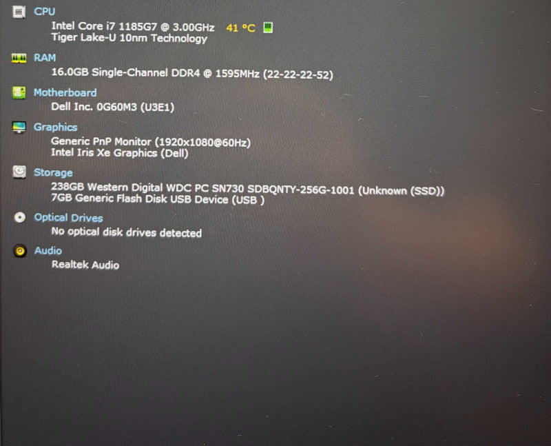 Dell Latitude 5520 Core i7-1185G7@3GHz 16GB RAM 256GB SSD  Lap200