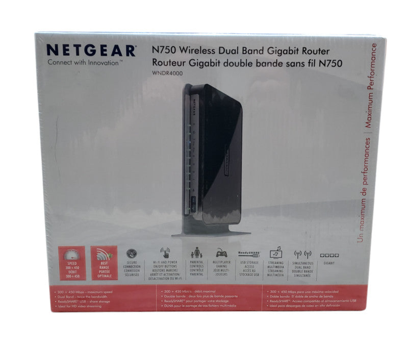 Netgear N750 WNDR4000 Wireless Dual Band Gigabit Router  - New Q