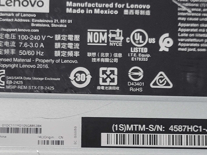 Lenovo 4587HC1 Storage D1212 Expansion w/ 2x 12Gbps controllers, 2x PSU _