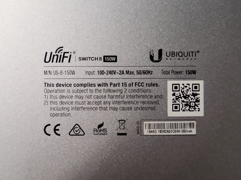 Ubiquiti UniFi 8-Port Gigabit Managed PoE Switch (US-8-150W)