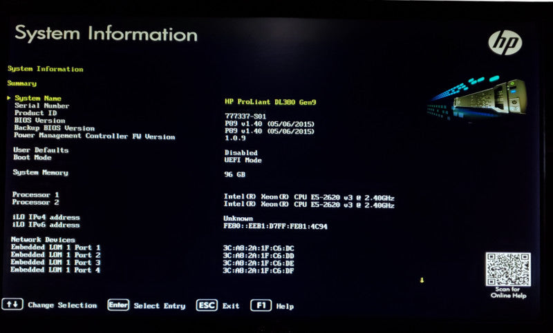 HP ProLiant DL380 Gen9 2x Xeon E5-2620 v3 96GB DDR4 H240ar - No HDD