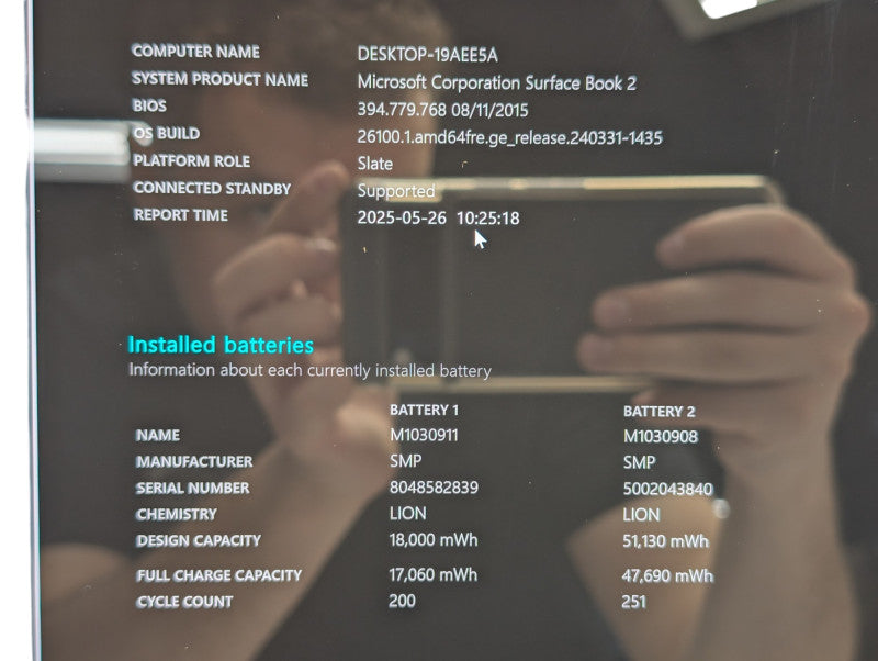 Surface Book 2 1832 Intel Core i5-7300U 8GB RAN 256GB NVMe READ