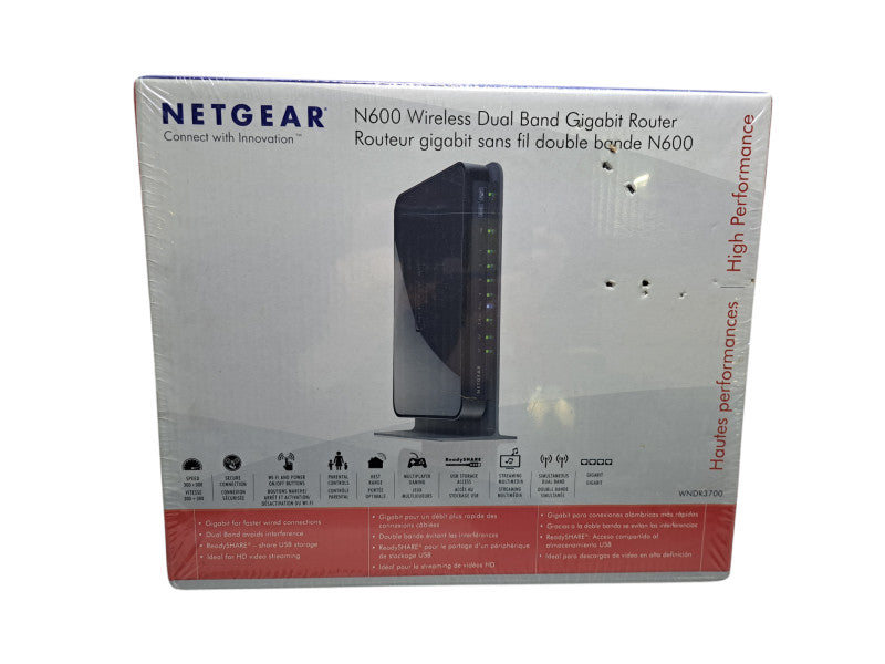 Netgear N600 300 Mbps 4-Port Gigabit Wireless N Router (WNDR3700) Sealed