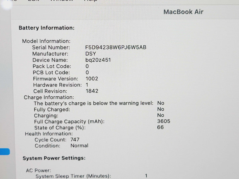 Apple Macbook Air 2019 Retina 13" 2-Core i5-8210Y @ 1.6GHz 16GB DDR3 500GB  (