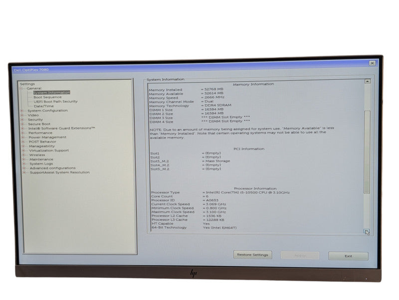 DELL OptiPlex 7080 Intel Core i5-10500 32GB RAM & 256GB NVMe  -