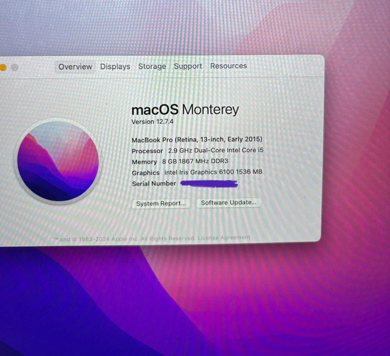 Apple MacBook Pro 15" Early 2015 i5-5287U 8GB RAM 512GB SSD READ!