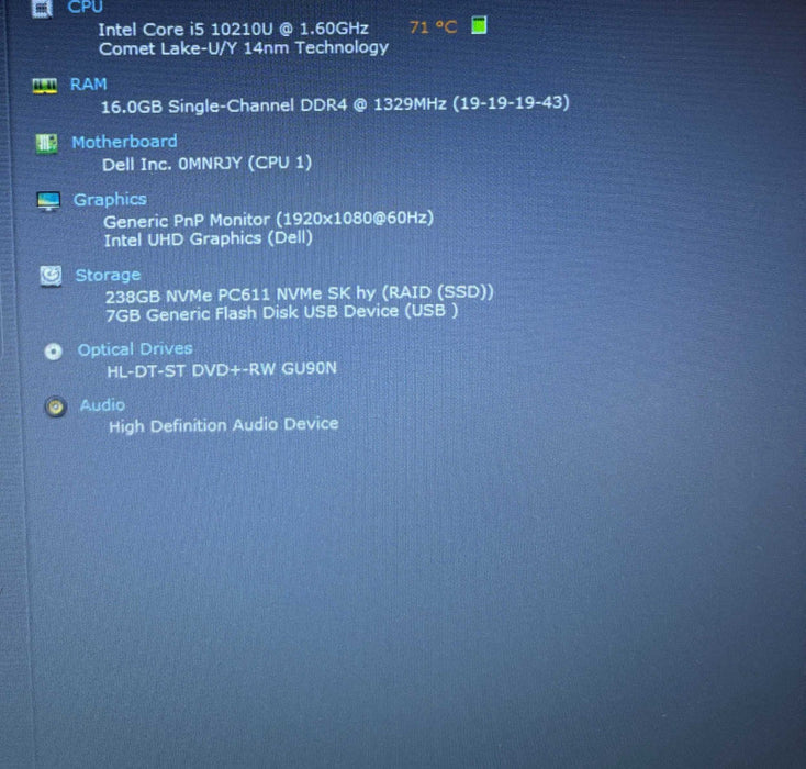 Dell Vostro 3590 Core i5-10210U@1.6GHz 16GB RAM 256GB SSD READ  Lap200