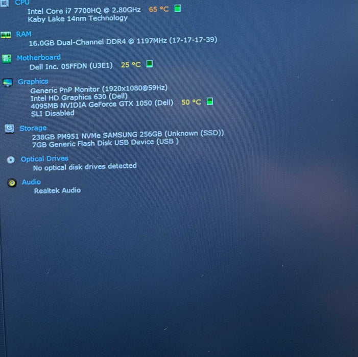 Dell XPS 15 9560 i7-7700HQ@2.8GHz GeForce GTX 1050 4GB GPU 16GB RAM 256SSD Q Lap200