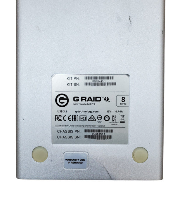 G-Technology G-RAID 2 Bay Thunderbolt 3 RAID Array 0G05748-1 No HDD *READ*