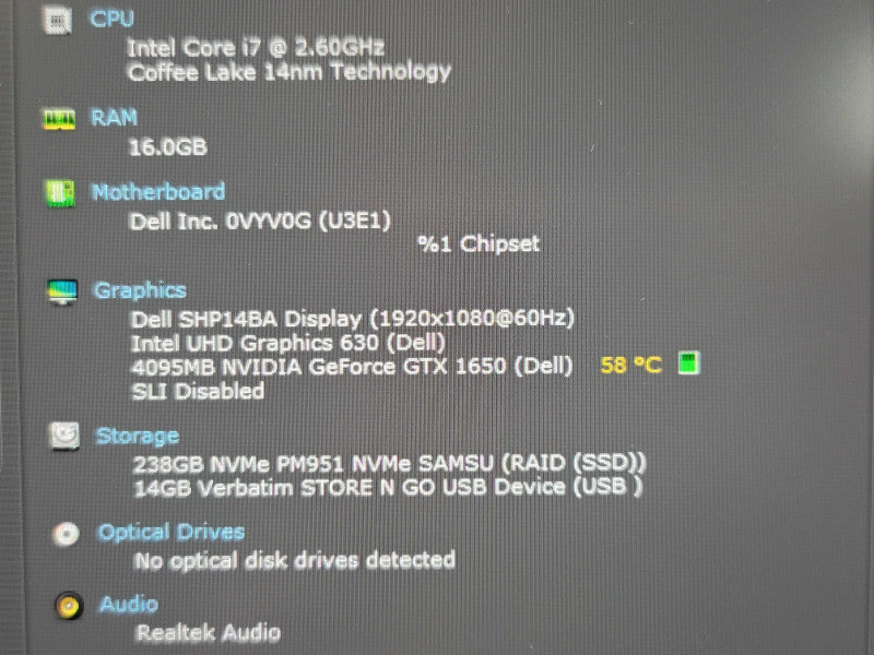 Dell XPS 15 7590 i7-9750H 16GB DDR4 GTX 1650 256GB SSD  β Lap200
