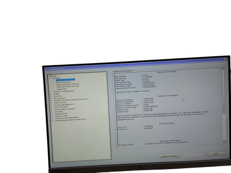 DELL OPTIPLEX 3070 MICRO i5 - 9500T @ 2.20GHz 16GB DDR4 Ram Qθ