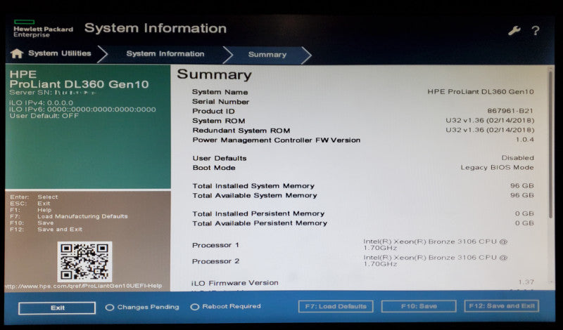 HP ProLiant DL360 Gen10 2x Xeon Bronze 3106 96GB DDR4 E208i-a - No HDD
