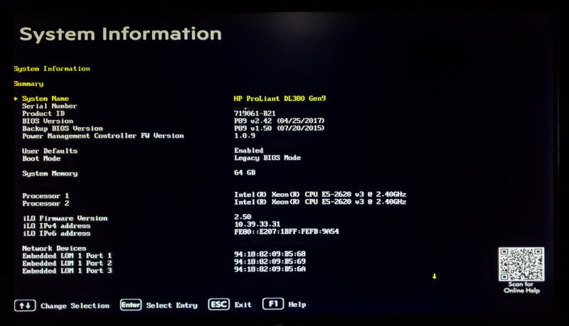 HP ProLiant DL380 Gen9 2x Xeon E5-2620 v3 64GB DDR4 P840 - No HDD