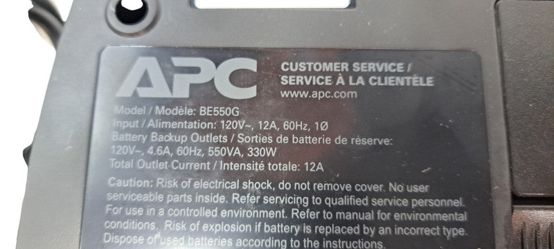 APC Back-UPS ES Series 550VA UPS 8-Outlets BE550G