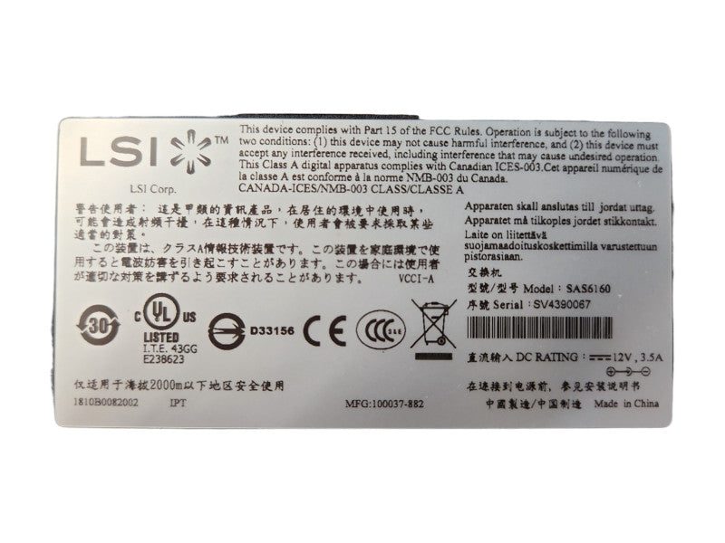 LSI SAS6160 16-Port 24Gb/s Mini-SAS Port Switch, NO Power Adapter