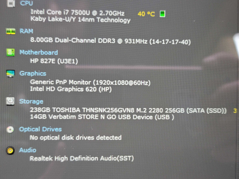 HP Spectre x360 13-ac050ca i7-7500U 8GB RAM 256GB SSD READ β BudLap