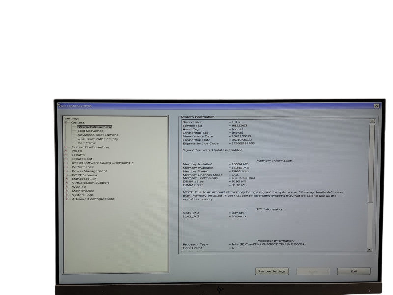 Dell OptiPlex 7070 Micro i5 - 9500T @ 2.20GHz 16GB DDR4 Ram  Qθ