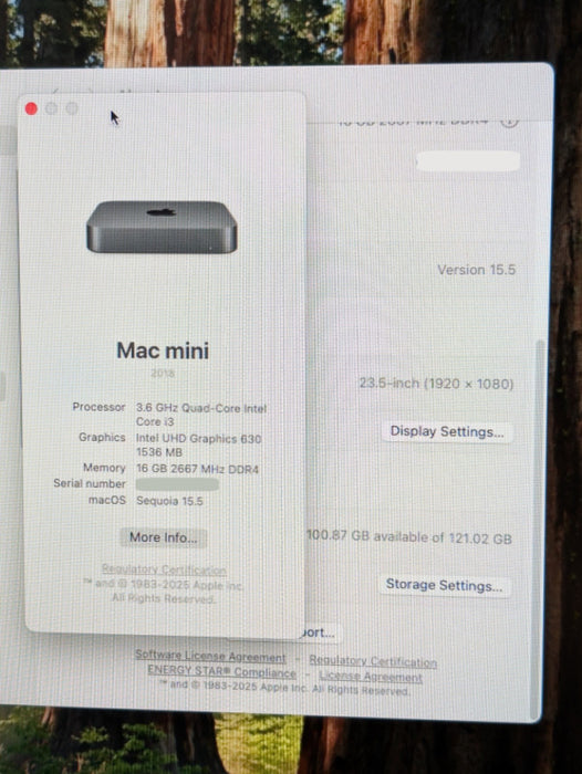 Apple Mac mini Late 2018 Intel Core i3-8100B 16GB RAM & 128GB Storage READ  -