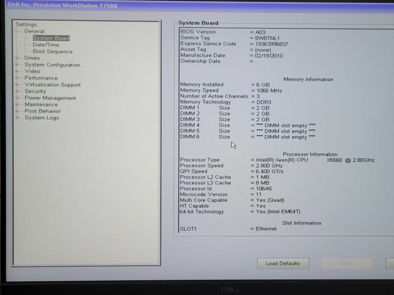 Dell Precision T7500, Xeon X5560 2.80GHz 6GB RAM, GeForce GTX660 1000W, PSU _
