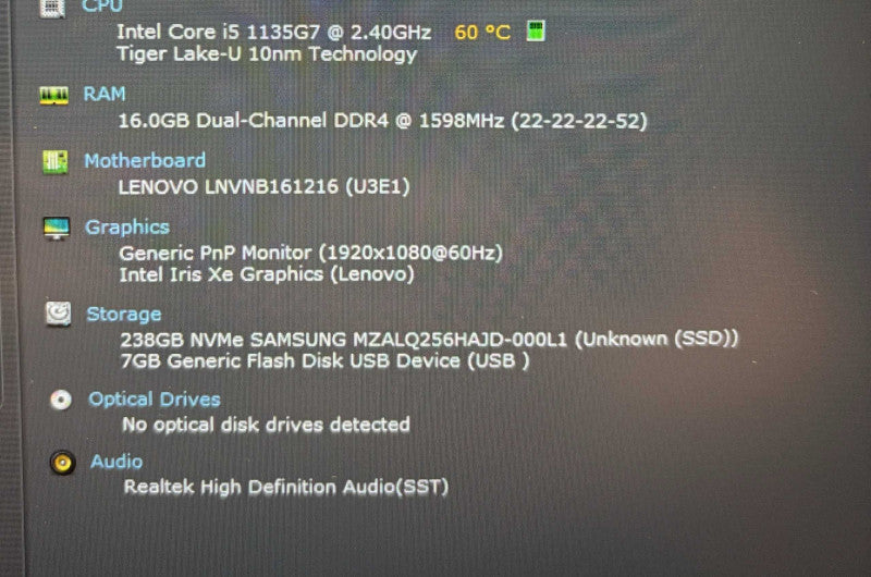 Lenovo ThinkBook 15G2 ITL Core i5-1135G7@2.4GHz 16GB RAM 256GB SSD READ!  Lap200