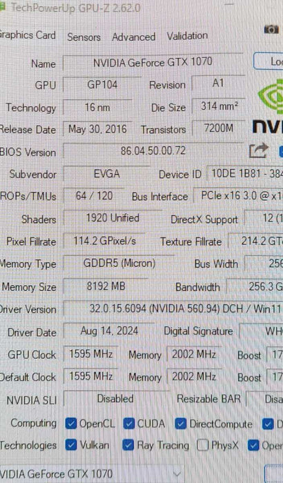 EVGA GeForce GTX 1070 8GB SC GAMING Graphics Card 08G-P4-6173-KR