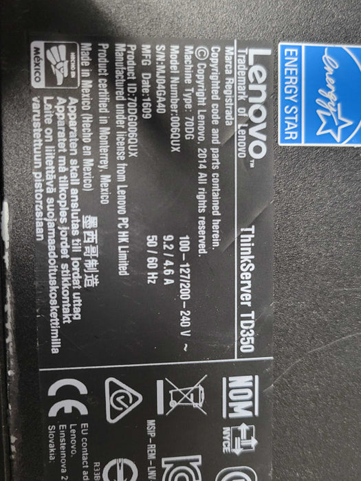 Lenovo ThinkServer TD350 1x Xeon E5-2620v4 2.10GHz, 16GB DDR4, READ _