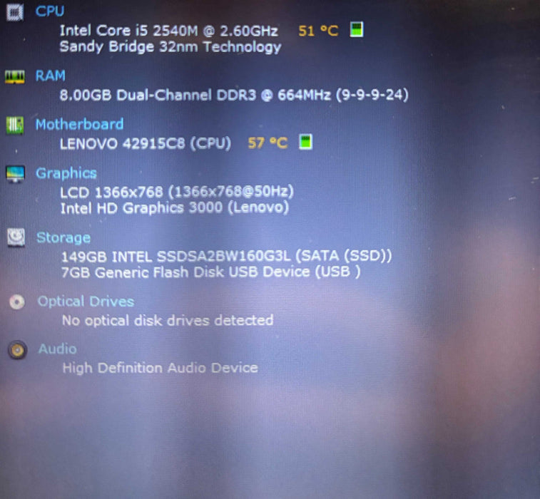 Lenovo ThinkPad X220 Core i5-2540M@2.6GHz 8GB RAM 160GB SSD  BudLap